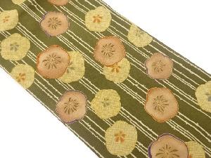 縮緬地縞に梅模様名古屋帯